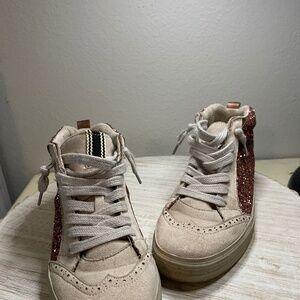 Shu Shop Riley Rose Gold Glitter Hi-Top Sneakers | Women's Size 7